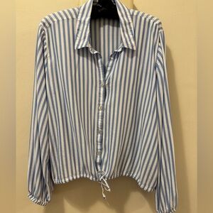 beachlunchlounge Blue and White Striped Button Down Shirt